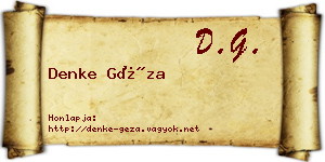 Denke Géza névjegykártya